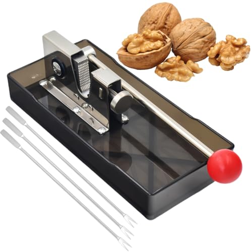 Frezonika Nut Crackers for All Nuts with 3 Picks Included, Stainless Steel Silver Nutcracker for Black Walnuts Pecan Macadamia, Manual Adjustable Jaws Nutcracker Tool (Classic Silver)