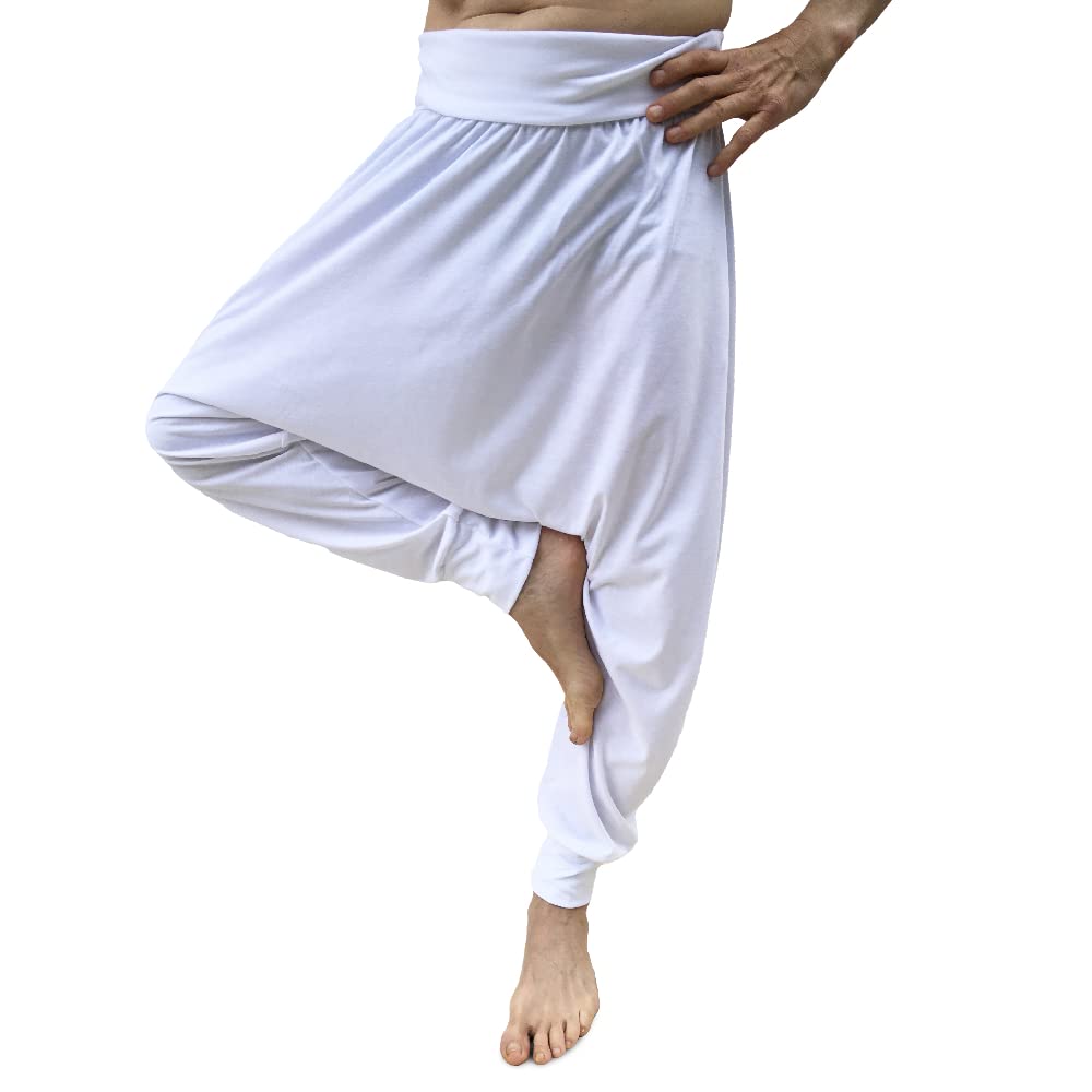 SAVARI | Pantalones Harem | Modelo Relax | Primavera y Otoño | con Bolsillos | Tiro Bajo | Cintura y Piernas Anchas | Pantalón para Casa y Yoga | Mujer y Hombre | Negro, Blanco, Gris y Vino | S-3XL