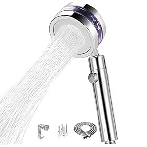 Duschkopf, Hochdruck Handbrause 2 Strahlarten mit Ein/Aus-Schalter und 1.5M Schlauch, 360 ° Duschkopf Drehbar,Chrome Duschbrause Duschkopf Hochdruck Badinstallationen