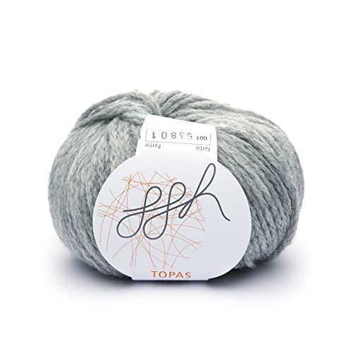 ggh Topas - Schurwolle, Alpaka Mischung - Wolle zum Stricken oder Häkeln - Farbe 001 - Grau