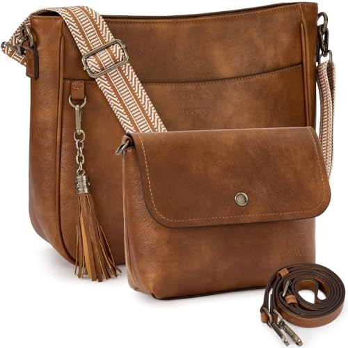 Image of 2PCS /Set Crossbody Bags for Women,Vegan Leather Hobo Purse Wallet For Women Set,Shoulder Bags With 2 Adjustable Strap