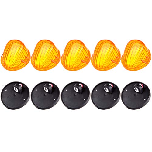 LBRST 5x Round-Shape Cab Marker Light Amber Cover Top Marker Light Cab Roof Running Light w/base for Chevy Blazer 1987-1991 For Chevy C10 1976-1977 1979-1982 1984-1986 Super Duty Pickup Trucks