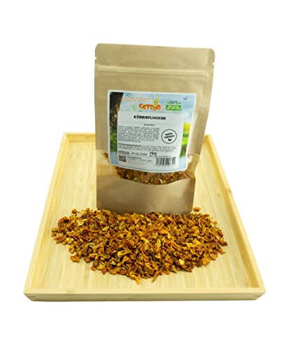 Getzoo Fiocchi di zucca di alta qualità, 75 g, naturali e ricchi di sostanze nutritive per roditori, ricchi di fibre per la digestione, ideali per conigli, porcellini d'India, criceti