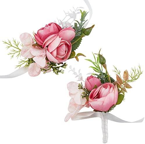 Wedding Wrist Corsage And Boutonniere Set - Artificial Flower Set For Prom Party Events