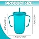 ZJIVQO Becher für ältere Menschen, Trinkbecher, Schnabeltasse, Flasche für behinderte Erwachsene, Schnabeltasse mit griffigen Griffen, Spritzschutz und Reisedeckel, 400 ml, blauer Reisebecher