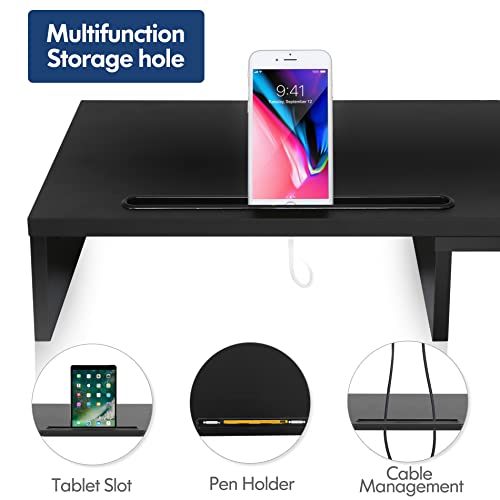 Fitueyes Dual Monitor Stand With Cellphone Holder & Mobile Under Desk Printer Stand, Black #TOP4