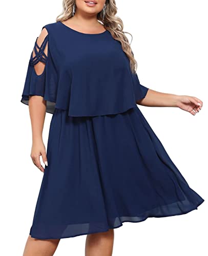 Hanna Nikole Chiffon Overlay Damen Große Größen Kleider Elegant...