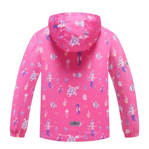 image for MGEOY Girls Rain Jacket Lightweight Waterproof Hooded Cotton Lined Rai