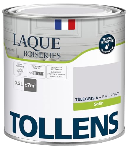 Tollens - Peinture, Laque, Ultra Résistante, Multisupport, Satin Télégris, 0.5L = 7m2