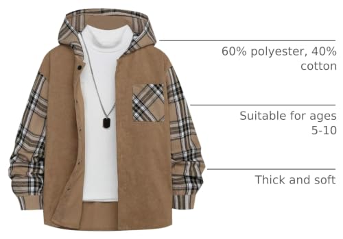 Image of Boys Girls Flannel Shirts Plaid Hoodies Fall Fashion Button Down Shirts