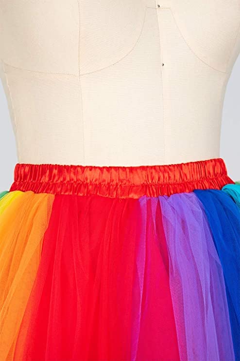 921 - Plus Size Women's Adult Maxi Knee Length Short Tutu Tulle Rainbow Skirt2