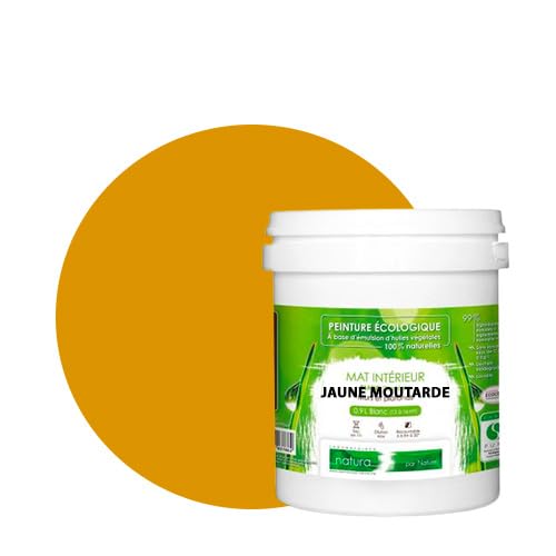 BOX DECO COULEURS Pintura de pared natural ecológica con aspecto mate interior Natura – 1 l/13 m², amarillo mostaza
