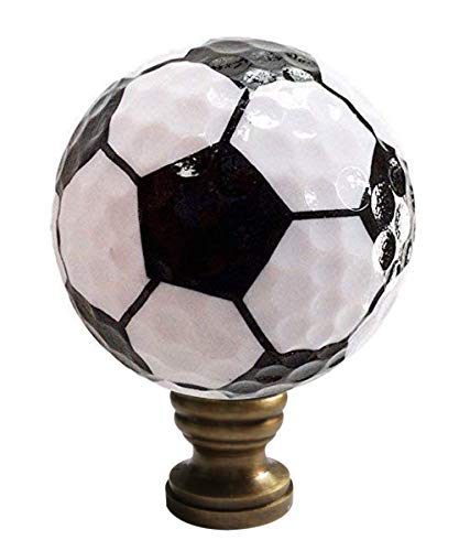 Image of Soccer Ball Lamp Finial, Black and White Pentagon Pattern, 2.25 inchh