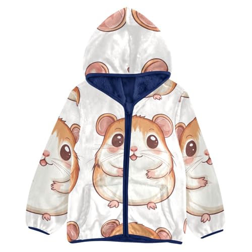 Cute Hamster Girls Fleece Jacket Girls Fall Jacket Girls Zip Up Hoodie Girls Sherpa Jacket 2-10T