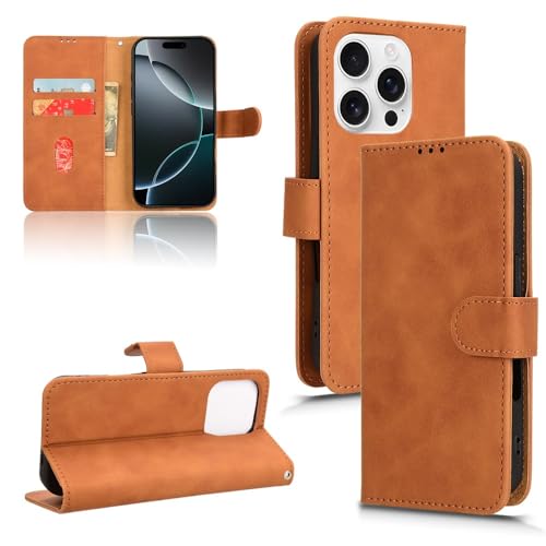Étui en cuir pour iPhone 16 Pro avec porte-cartes élégant et charnière renforcée antichoc