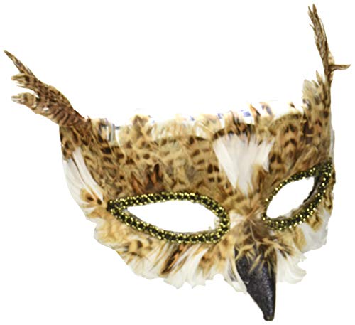 Amscan Owl Bird Feather Mask Costume Accessory, One Size, Multicolor - 1 Pc
