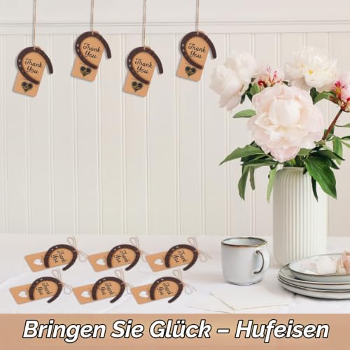 Foto von 8 Stück Hufeisen Deko Set für Hufeisen Glücksbringer mit Hufeisen Pappkarte Bindfaden Glück Hufeisen für Party Vintage Hochzeits-Dekorationen