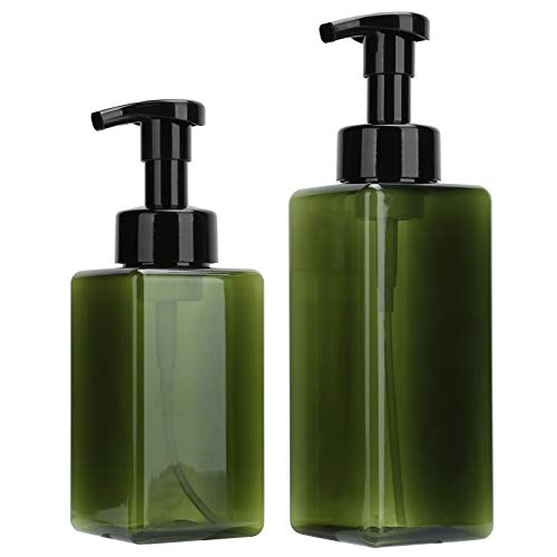 Jenngaoo Dispensador de Jabón de 2 Piezas, 250ml + 450ml Botella de Bomba de Jabón Reutilizable, Dispensador de Espuma Recargable para Jabón Líquido Champú Aceite Esencial, Verde