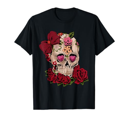 Sugar Skull Fleurs Jour des morts Dia muertos Cadeau T-Shirt