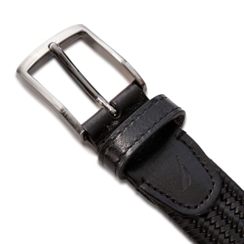 Image of Nautica Men's Casual Leather Belt | Everyday | Classic | Pants | Jeans | Khakis | Chinos | Metal Buckle