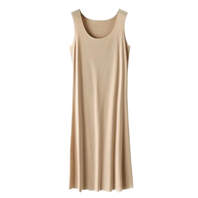 OFFSUM Camisón De Pijama De Mujer - Camisón De Talla Grande con Cuello Redondo Sin Mangas Color Sólido Ropa Interior De Temperamento De Estilo Coreano De Algodón De Verano