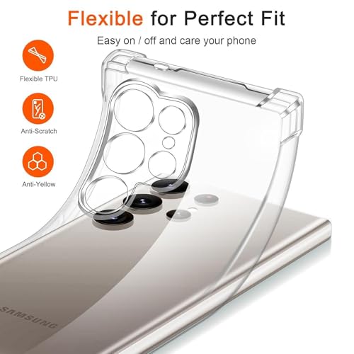 Image of BOXXO Flexible Back Cover for Samsung Galaxy S25 Ultra 5G | Back Cover Transparent Clear Shockproof Case Four Corner Protection | Slim Protective Mobile Phone Cover for Samsung S25 Ultra 5G