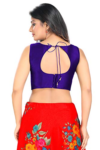 Image of Vamas Women's Silk Solid Sleeveless Readymade Saree Blouse (VFJ-45)