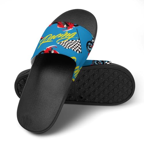 Motorcycle Racing Pattern PVC Slippers Sandals for Women Men Open Toe Soft Cushioned Non-Slip Sandal for Indoor Outdoor4