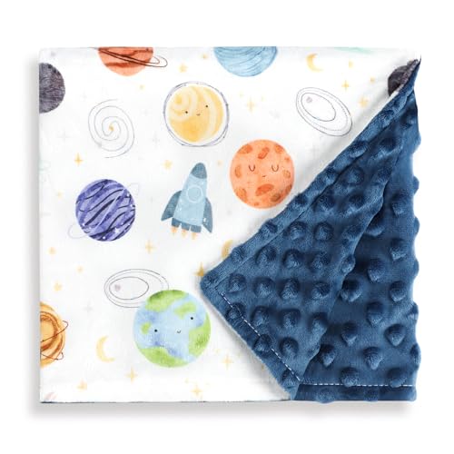 Man Fai Sky Baby Blankets for Boys Girls, Soft Minky Blankets with Double Layer Dotted Backing, Toddler Blanket for Nursery, Stroller, Toddler Bed, Car seat, Cute Planets