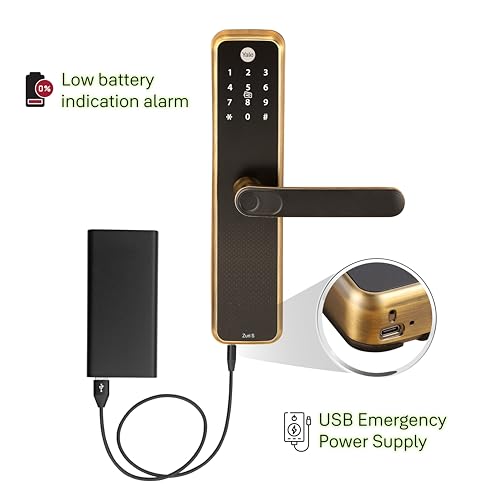 Image of Yale Zuri S Smart Door Lock | Fingerprint, PIN, RFID, Manual Key | Bluetooth Digital Smart Lock with Yale Home App Access | 3 Year Warranty | Antique Bronze
