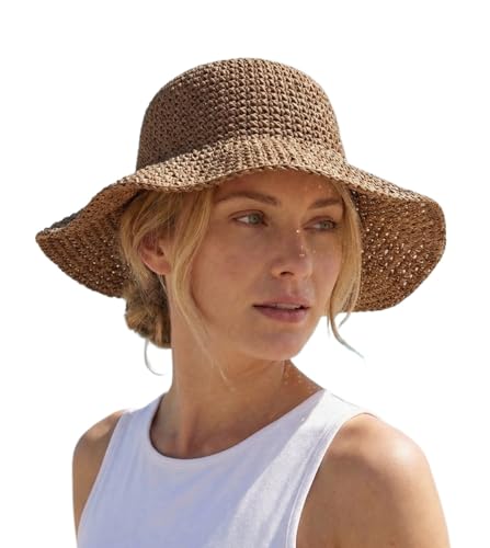 Sombrero de playa de paja para mujer con ala ancha miniatura 1