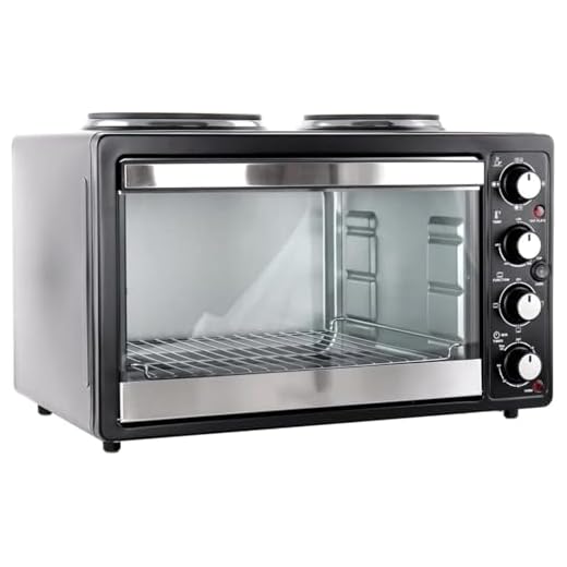 XL Toaster Oven with Broiler and Dual Burners – Compact Countertop Cooker with Independent Oven & Solid Element Burners, Ideal for Small Spaces and Travel