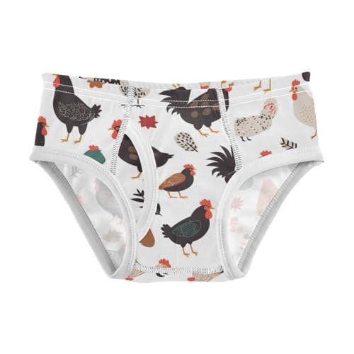 KLL Chicken Black and White Little Boys Pure Cotton Briefs Breathable Undies