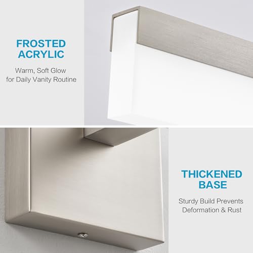 Image of SOLFART LED Vanity Lights Fixtures - 24 inch Brushed Nickel Retractable Modern Bathroom Light Fixture Over Mirror 5CCT