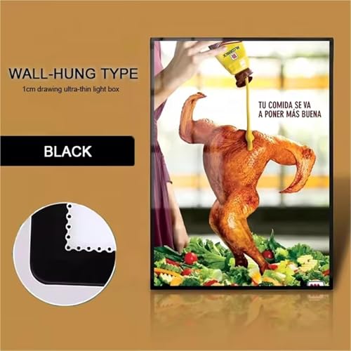 Boîte Lumineuse LED Murale Ultra-Mince avec Verre Trempé Rétro-éclairé Cadre Publicitaire pour Restaurants, Bars, Magasins