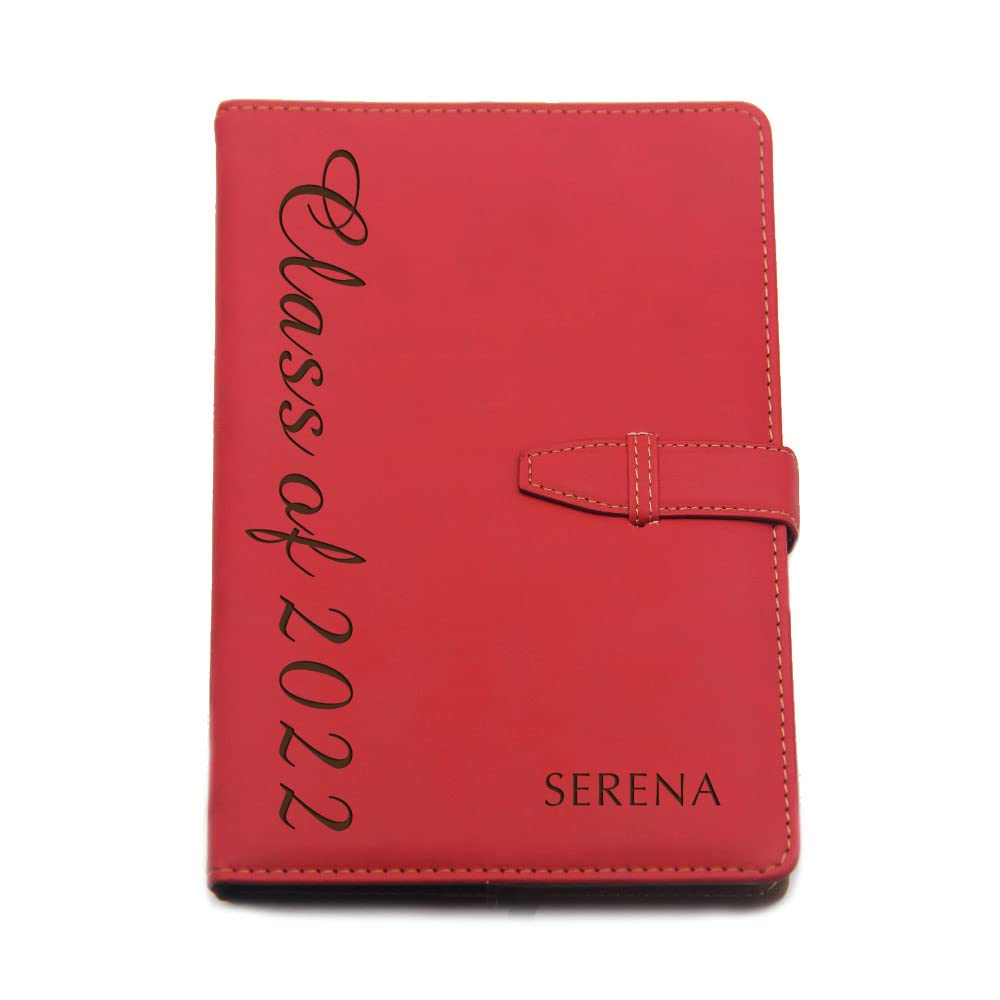 EDSG Personalised Gift for Mum Women Men Journal Diary Notebook Custom PU Leather Notebook Leather Diaries for Him Girl Her Daughter Boy Gift for Birthday Graduation A5 Size (Red Design 3)