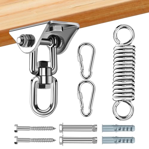 MUUKAIII Deckenhaken Hängesessel Schwingfeder 360° Dreh Schaukelhaken Edelstahl 450KG Kapazität Deckenhalterung Deckenhaken Schwerlast Schwerlasthaken Decke Beton für Hängematte Boxsack Yoga
