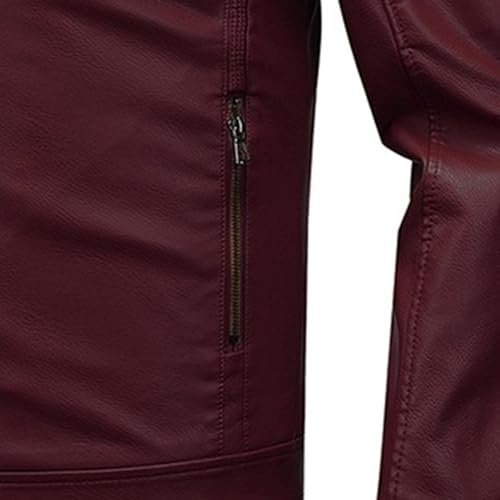 Chaqueta de cuero para hombre estilo bomber con cuello alto miniatura 2