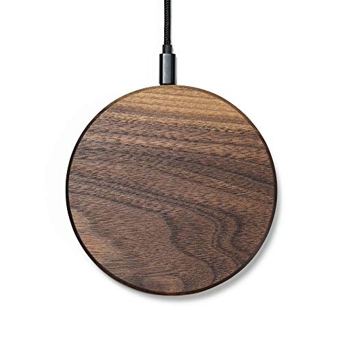 Oakywood Slim Wireless Charger, Inductive, Wooden, Fast & Wireless, Compatible with QI-Enabled Devices, for iPhone 12, 11 Pro, 11, X, Xr, Xs, 8, SE Samsung Galaxy S20, S10, S9, S8, Walnut