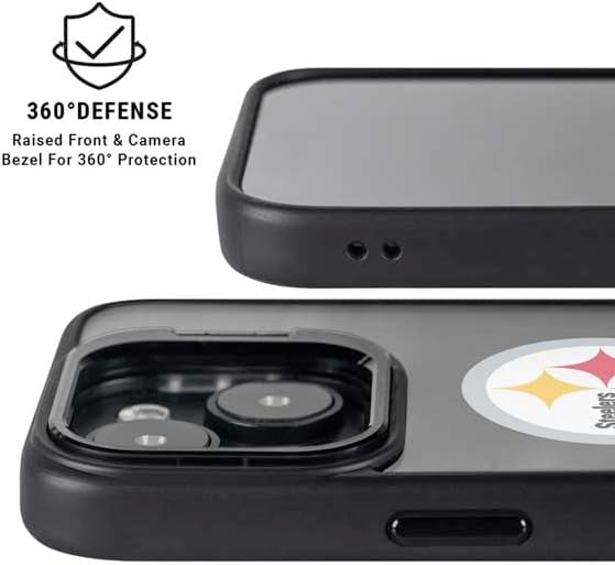 Skinit Kickstand Phone Case Compatible with iPhone 15 Plus - Officially Licensed NFL Pittsburgh Steelers Design