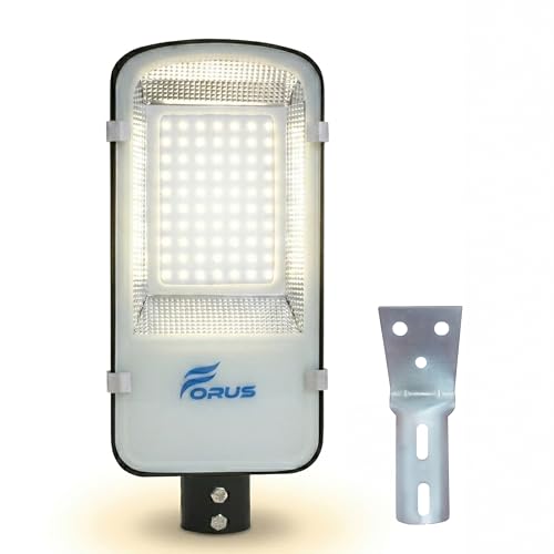 Image of Forus 50W LED Street Light with Clamp, IP66 Waterproof Outdoor LED Street Light, High Lumen 6000lm Natural White, Aluminium Body for Road, Parking Lot, Garden & Industrial Outdoor Lighting (1 Pc)