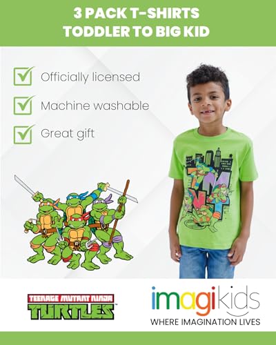 Teenage Mutant Ninja Turtles Leonardo Michelangelo Donatello Raphael 3 Pack T-Shirts Toddler to Big Kid3