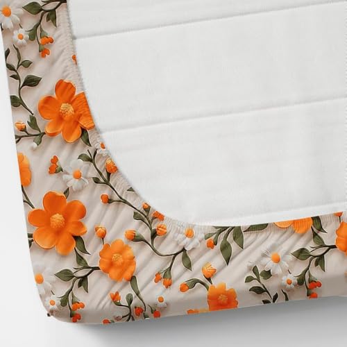 Image of 380 TC Premium Glace Cotton Elastic Fitted Bedsheet King Size with 2 Pillow Covers King Size | Double Bed with All Around Elastic (7DOrange, Fitted - 72 inchx78 inch King)