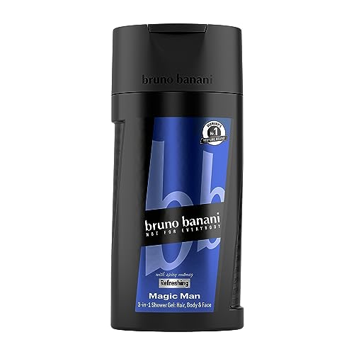 Bruno Banani Fragrance Magic Man Showergel, 3-in-1 Duschgel für Körper, Haar und Gesicht, mit holzig-frischem Herrenduft, 250 ml