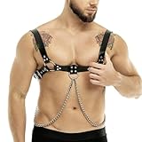 Men's Body Chest Harness Belt Strap with Metal Chain, Adjustable PU Leather Punk Suspender Chest Harness Belt for Men Gay, Cosplay Costume Nightclub Clubwear Party Club Masquerade Fetish Bondage