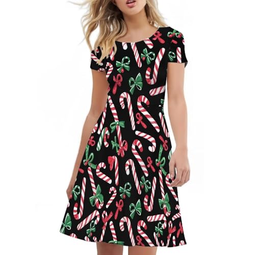 Image of AFPANQZ Womens Casual Summer Lightweight Vintage Dress Short Sleeve Midi Dress Knee-Long Luxury Formal Dress