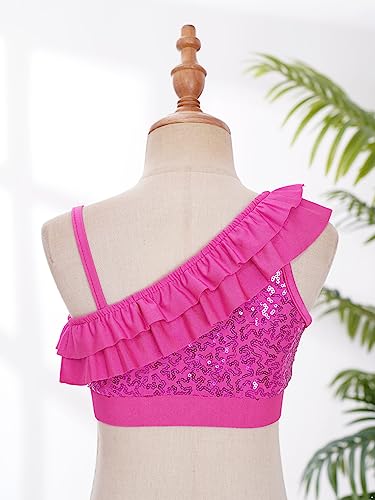 Kids Girls Shiny Dance Sports Outfits Crop Top and Active Shorts Tracksuit for Gymnastic Leotard Dancewear Swimwear4