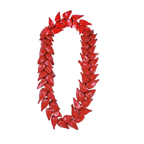 AstraSpark Ula Fala Necklace for Women Men, Samoan Red Hawaii Festival Decor Jewelry, Cultural Heritage, Beach Necklace Gift with Box, 47 Inch Roman Reigns Costume