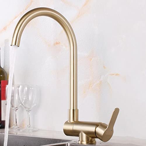 Robinet cuisine pliable or brossé pivotant sous fenêtre en inox