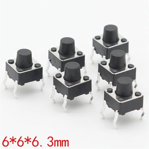 Micro interruptor de 6x6x6,3 mm con botón táctil de 4 pines autoreinicio y terminales DIP 2